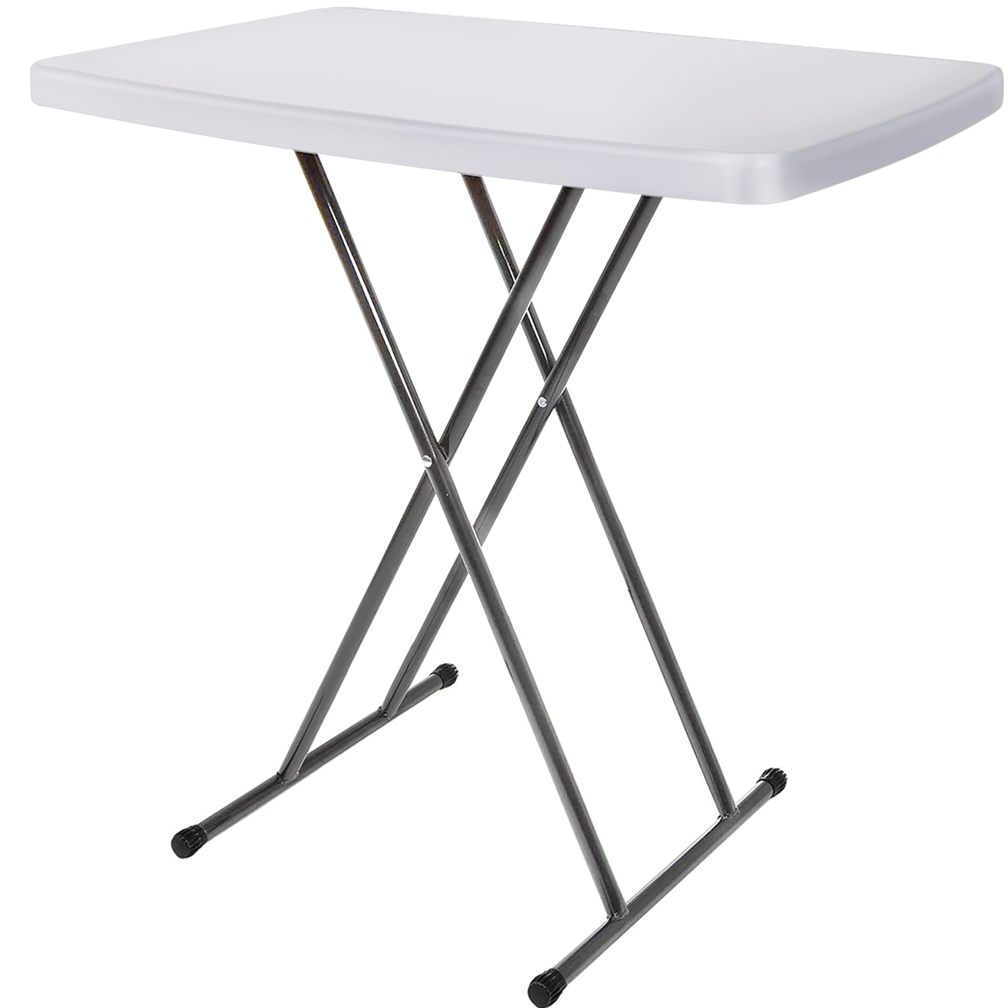 Adjustable Folding TV Tray Table - Small Foldable Laptop Tray for Home & Travel - Space Saving, Easy Storage - 30 Inch, Lightweight Design, White