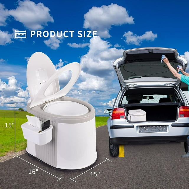 Portable Toilet Bucket with Seat and Lid Attachment - Holds 5 Gallons, Lightweight and Easy to Clean, Great for Camping, Hiking and Hunting and More,Gray