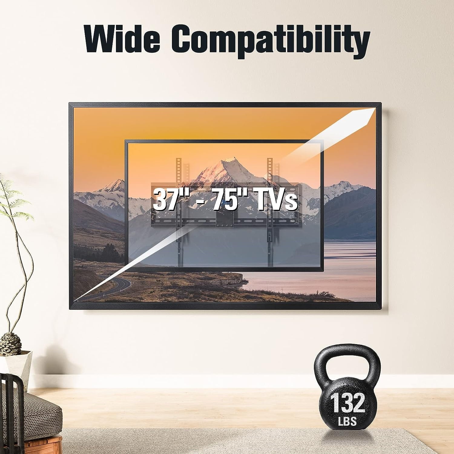 Camkey Full Motion TV Wall Mount for 37-70" TVs, Swivel and Rotation up to 99lbs 600x400mm
