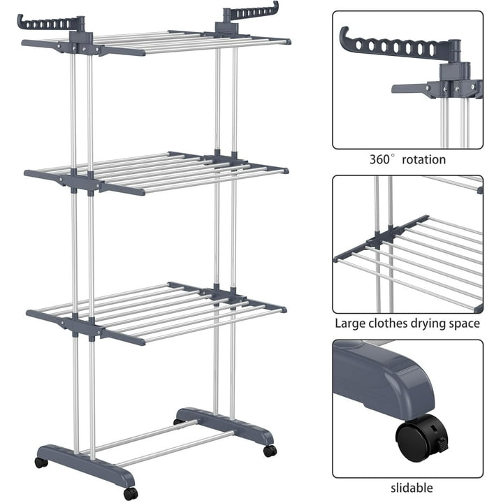 Camkey 79" Clothes Rack Heavy Duty Load 400Lbs, Rolling Clothing Racks for Hanging Clothes, Commercial Garment Rack, Collapsible ＆ Portable Clothes Rack with Wheels and Adjustable Shelves