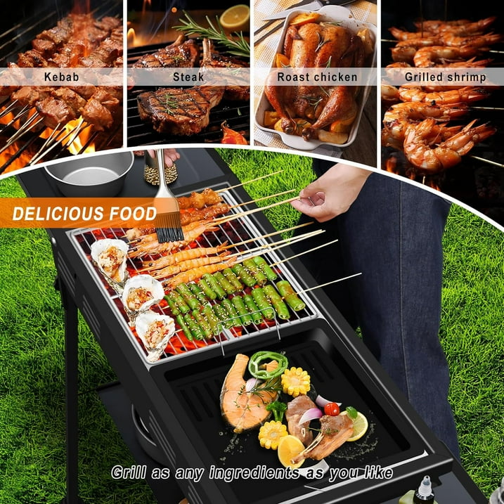 30 Barrel Charcoal Grill with Side Table, 627 Square Inches, Outdoor Backyard, Patio and Parties