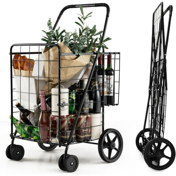 Adjustable Steel Rolling Cart Black