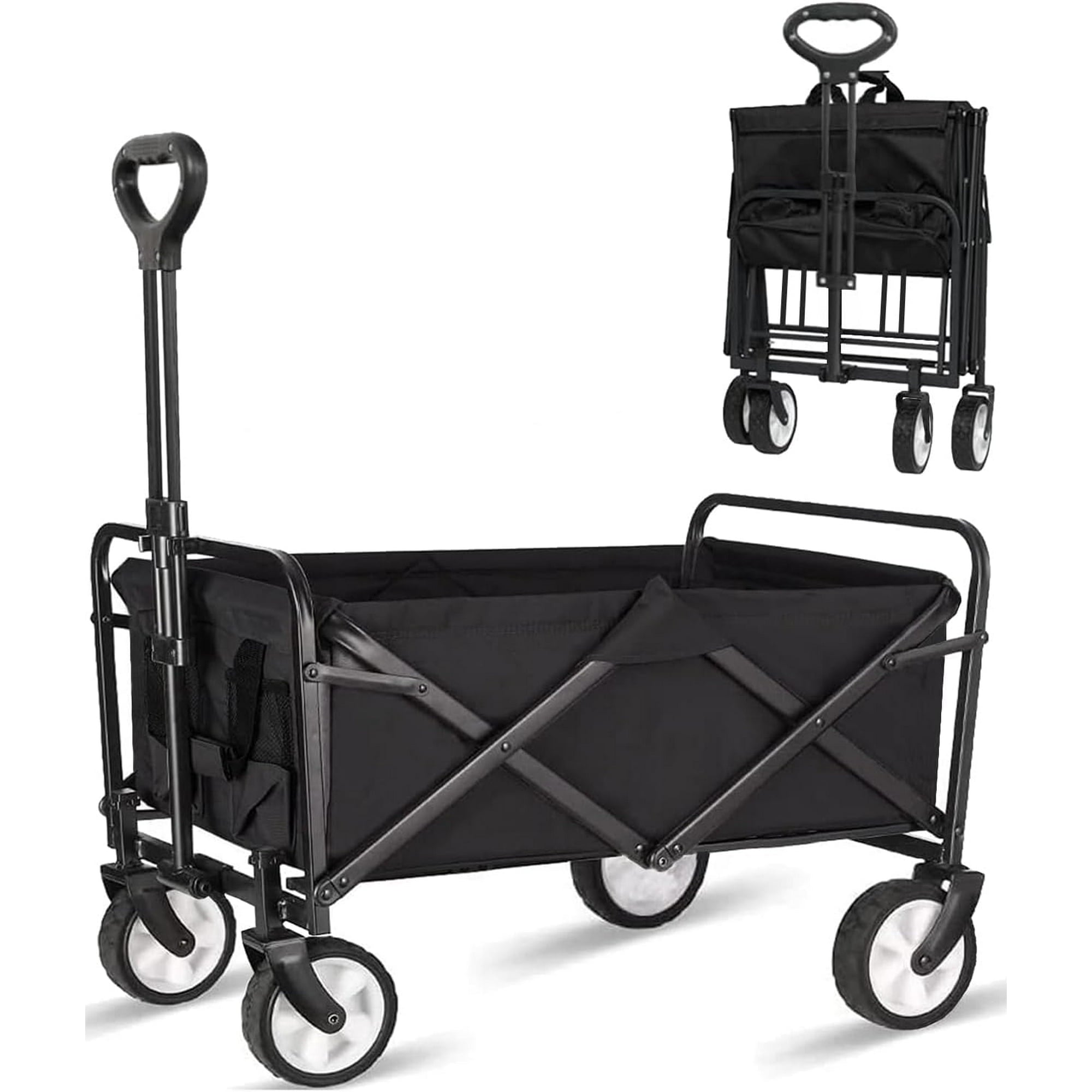 All-Terrain Big Bucket Cart Wagon, Height 40", Black