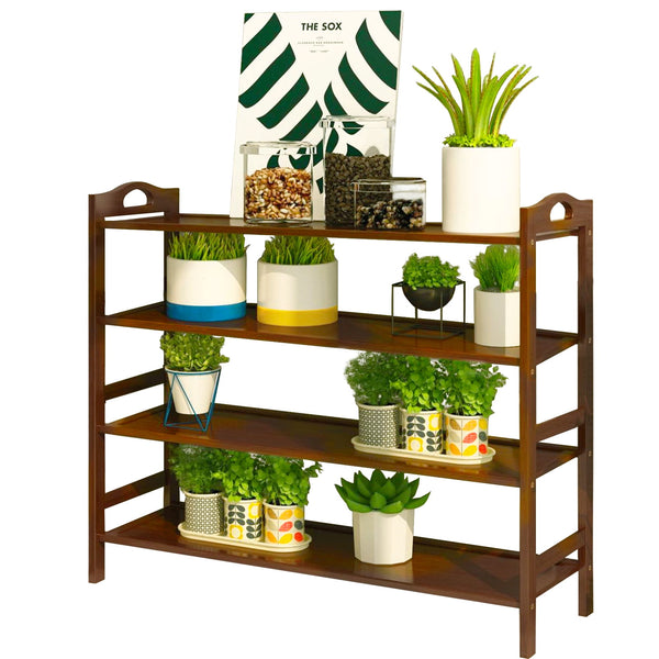 4-Tier Bamboo Shoe Rack for Entryway – Wooden Shoe Shelf for Closet, Hallway & Front Door, Compact Shoe Organizer for Small Spaces, Stackable Storage Solution