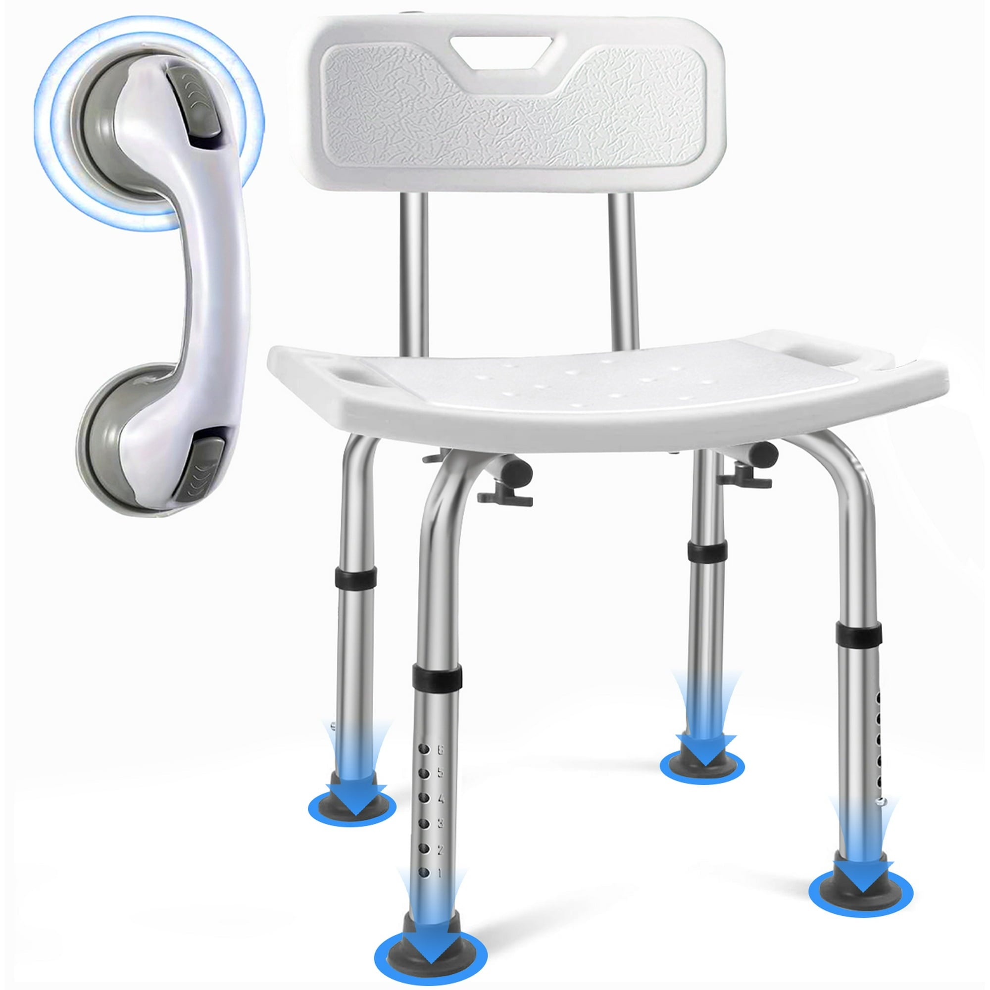 Shower Chair with Heavy-Duty Build, Slip-Resistant Seat for Bathtub, Adjustable Height Shower Stool for Inside Shower,White