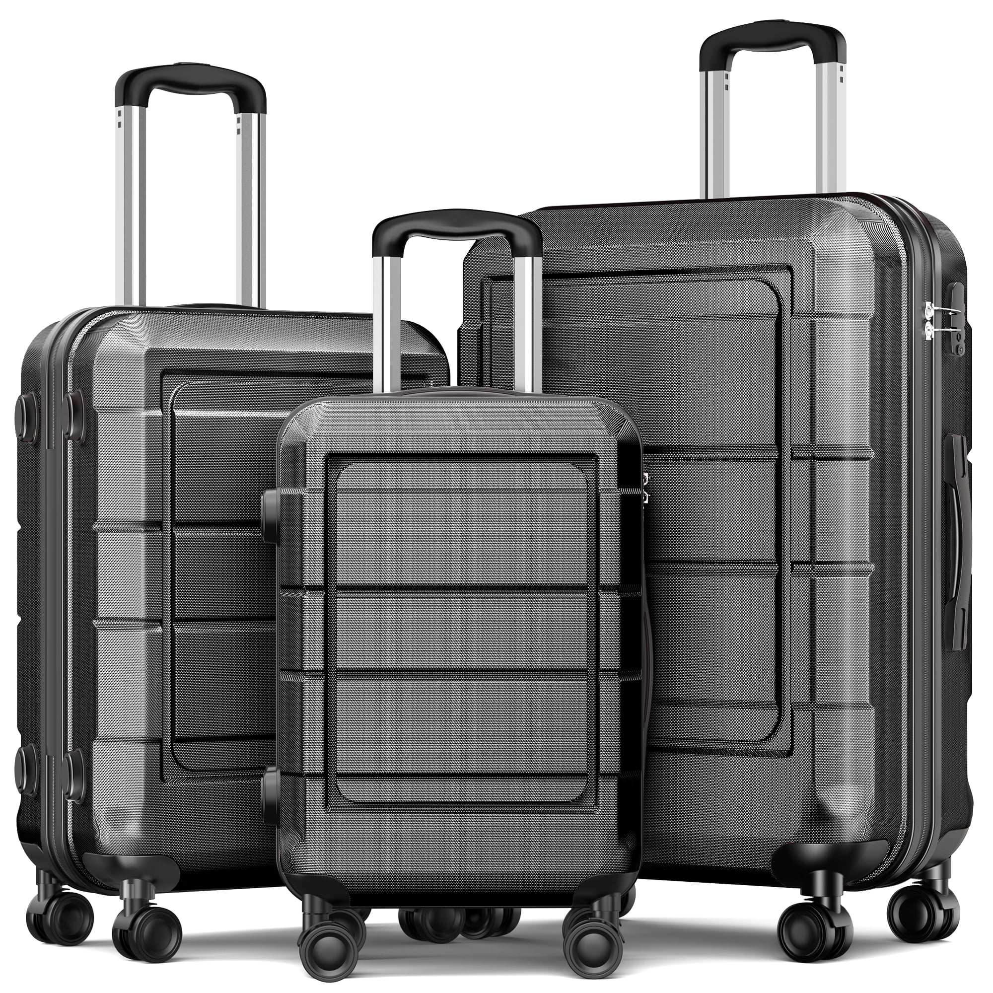 Camkey 3 Piece Suitcase Luggage Set with TSA Lock, Black