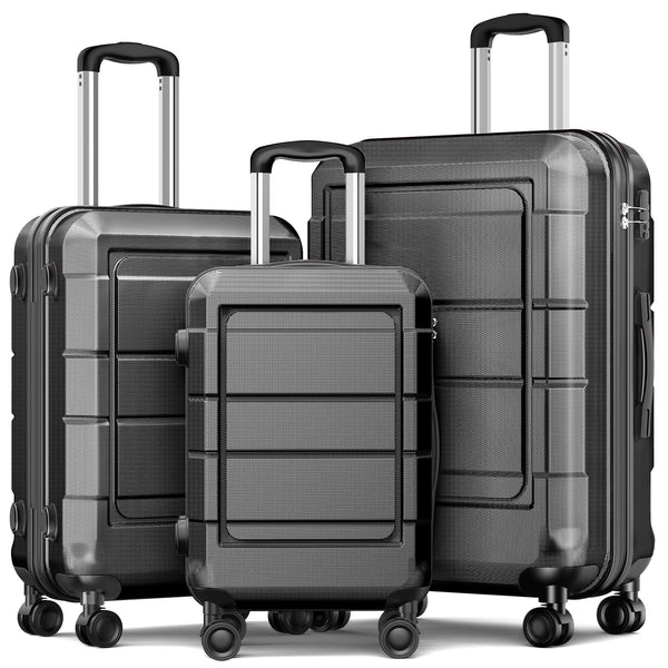 Camkey 3 Piece Suitcase Luggage Set with TSA Lock, Black