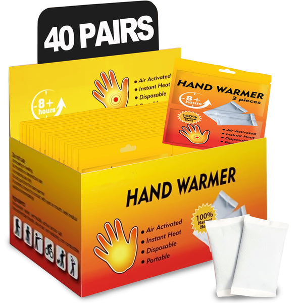 Hand Warmers - 40 Pairs, Odorless & Air Activated, Up to 8 Hours of Heat, Perfect Heat Packs for Women & Men, Pocket Warmers for Winter, Bulk Hand Warmers for Cold