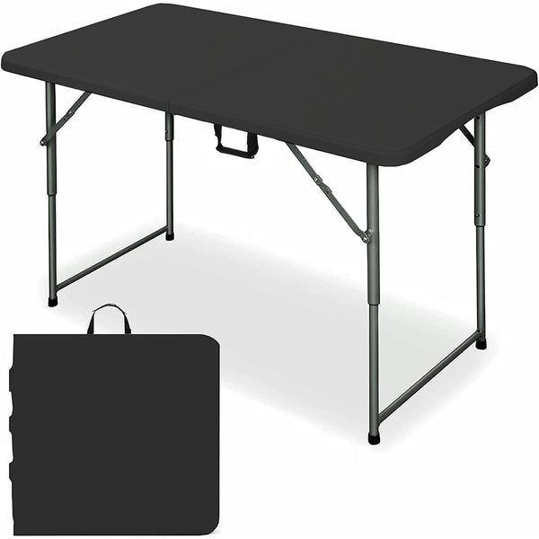 Camkey 4ft Portable Plastic Folding Tables for Indoor Outdoor, Black