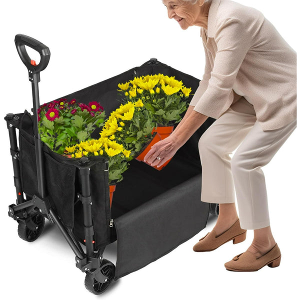 Camkey, Fold Wagon, Utility Grocery Wagon for Camping Sports Outdoor Shopping , Black