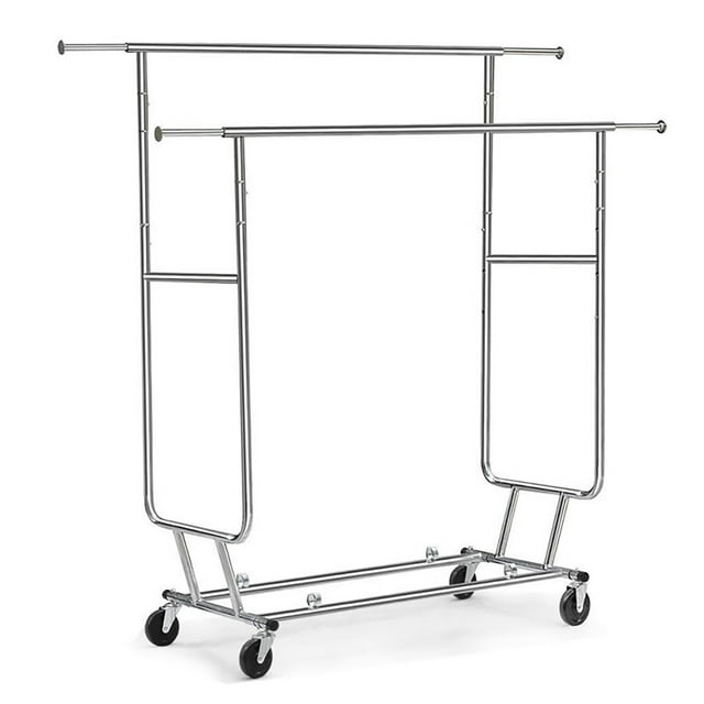 Camkey Heavy Duty Garment Rack with Shelves, Rolling Clothes Rack for Hanging Clothes, 600lb Capacity, Adjustable, Chrome Finish