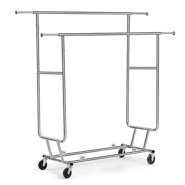 Camkey Heavy Duty Garment Rack with Shelves, Rolling Clothes Rack for Hanging Clothes, 600lb Capacity, Adjustable, Chrome Finish