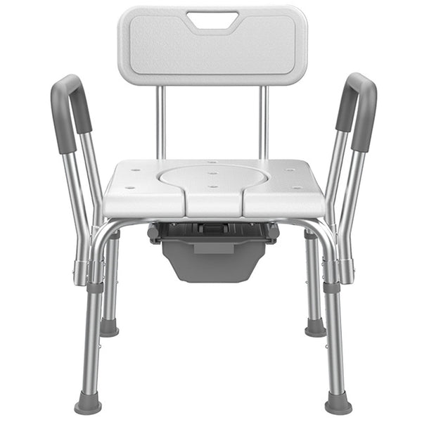 Portable Bedside Commode and Shower Chair, Adjustable Commode Chair with Arms and Non-Slip Tips, 330lbs Capacity – Ideal for Seniors, Disabled, Pregnant, and Handicap Users, Comfortable and Safe