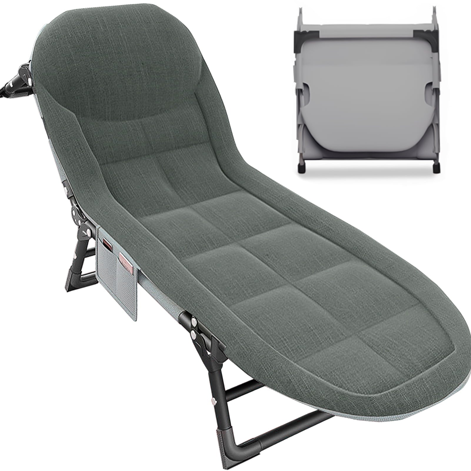 Extra Wide Folding Camping Cot with Thick Mattress, 500LBS Capacity, Heavy Duty Outdoor Bed with Carry Bag Removable Pillow - Perfect for Adults, Home Office Nap, Travel, Beach, and Camping Adventure