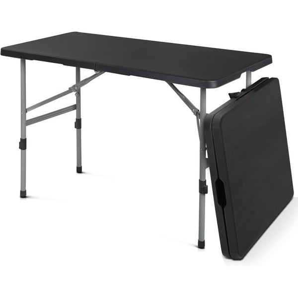 Fold-in-Half Banquet Table w/Handle, 4 ft, Black