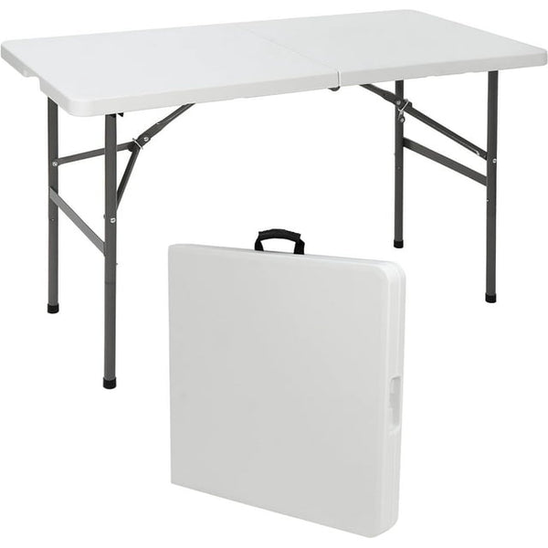 Fold-in-Half Banquet Table w/Handle, 4 ft, White