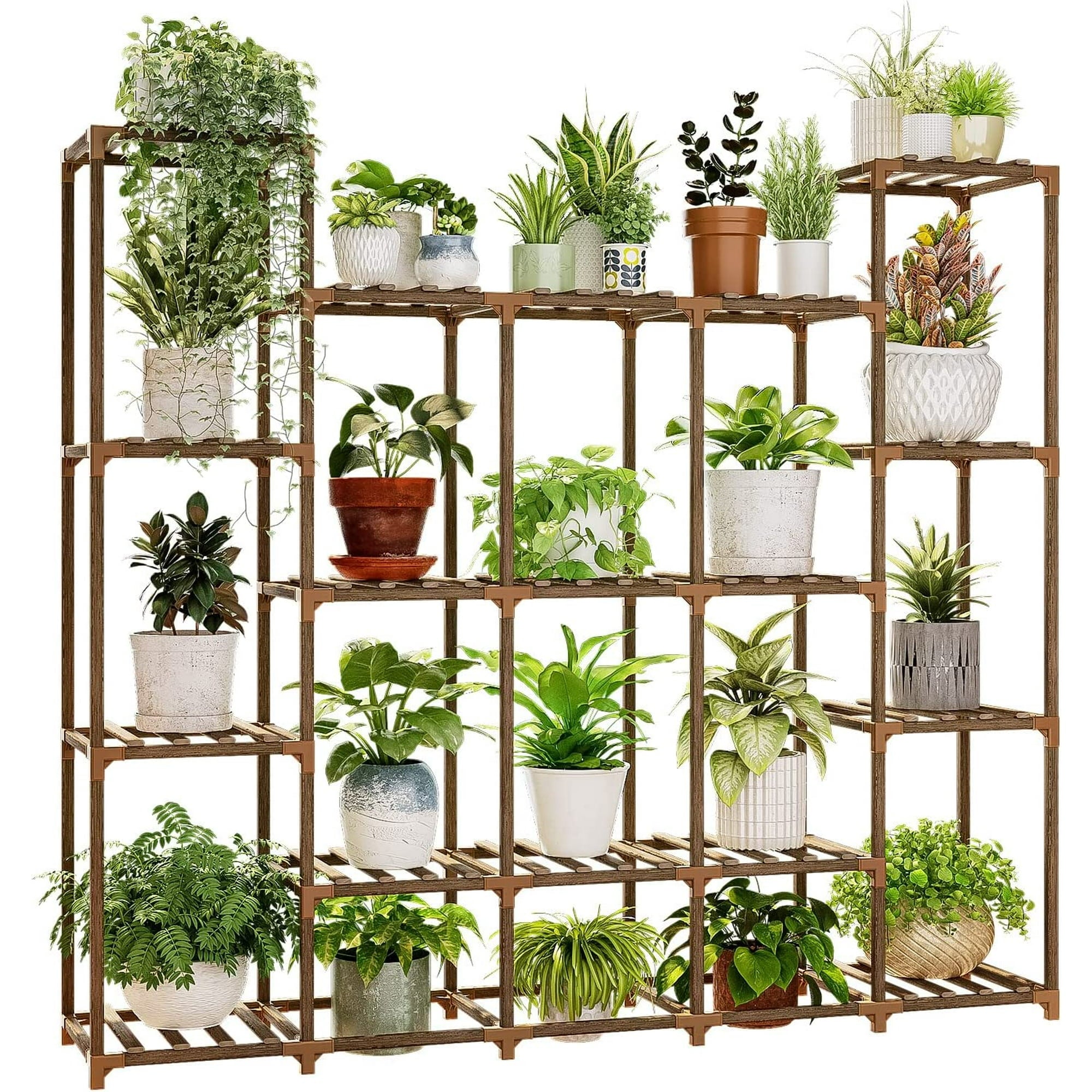 Large Plant Stand Indoor Plant Shelf Outdoor Tall Wood Plant Holder for Living Room Multiple Plants Patio Balcony Garden 17 Pots