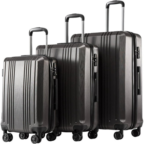 Luggage Sets 3 Piece PC+ABS Durable Suitcase Double Wheels TSA Lock, 20/24/28 inches