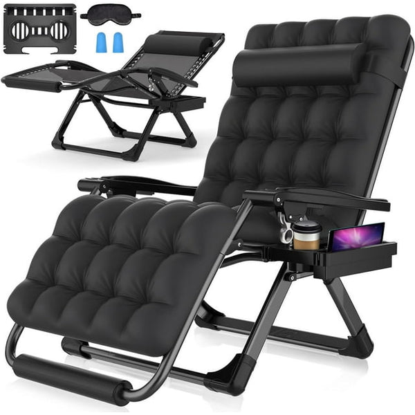 Oversized Zero Gravity Chair,33In XXL Lounge Chair w/Removable Cushion&Headrest, Reclining Camping Chair w/Upgraded Lock and Footrest, Reclining Patio Chairs Recliner for Indoor Outdoor,500LBS