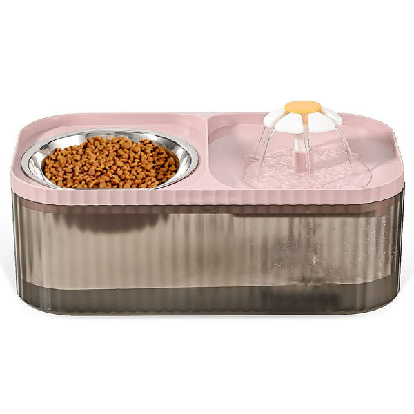 PETIMI 105oz/3L Automatic Cat Water Fountain, Stainless Steel Bowl, Pink - Clean & Healthy Drinking for Your Pets
