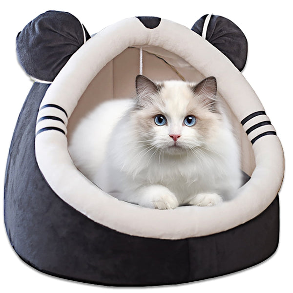 Petimi Cat Bed - Indoor Cat House, Cave, Tent with Removable Cushion, Dark Grey