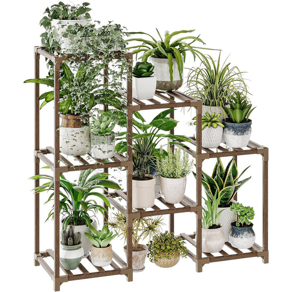 Plant Stand Indoor Plant Shelf Outdoor Wood Plant Rack for Multiple Plants 3 Tiers Ladder Plant Holder for Living Room Patio Boho Home Decor for Gardening