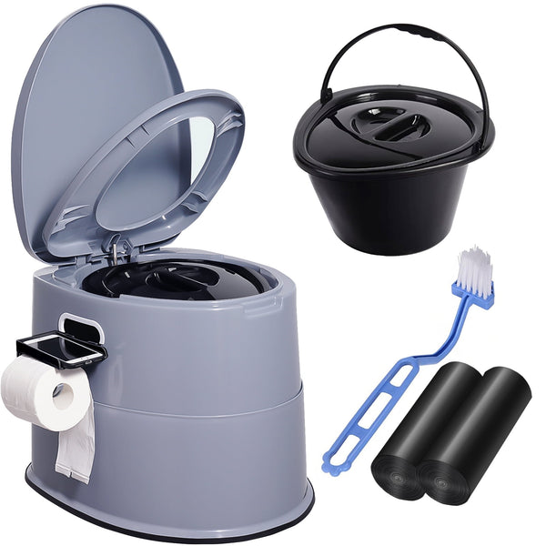 Portable Camping Toilet for Adults - Lightweight with Lid, Ideal for Car, Camping, Hiking, and Travel - Compact Porta Potty for Outdoor Adventures