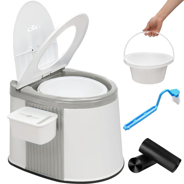 Tall Portable Toilet for Adults, Extra Large Camping Potty with Lid, Ideal for Travel, Beach, Hiking, and Car Use