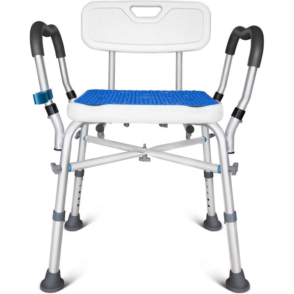 Shower Chair for Inside Shower, 550LBs Heavy Duty Bath Chair with Arms, Medical Shower Seat, Bath Stool Safety Shower Bench with Reinforced Crossing Bar for Elderly, Adults, Disabled