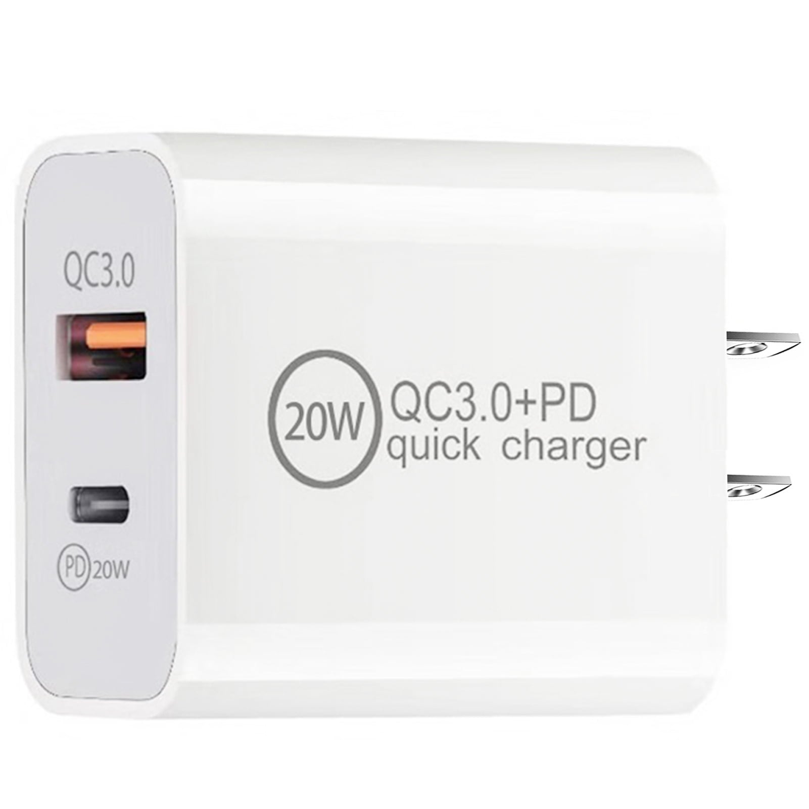Suproot Fast 20W Dual Ports Wall Charger, PD and QC3.0 port Quick Charger, Compatible with iPhone, iPad, Samsung, Google Pixel and More