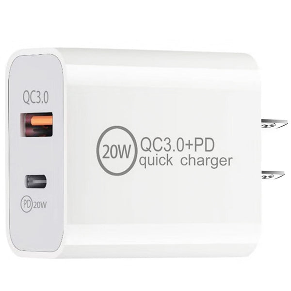 Suproot Fast 20W Dual Ports Wall Charger, PD and QC3.0 port Quick Charger, Compatible with iPhone, iPad, Samsung, Google Pixel and More