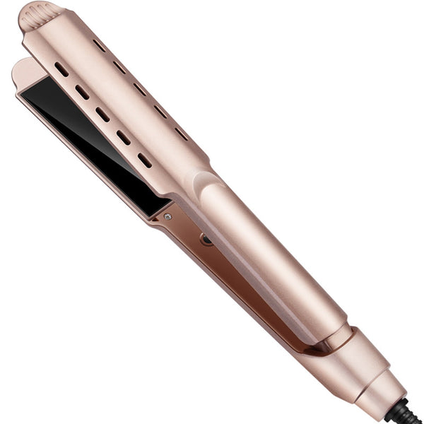 Suproot Professional 1.34" Nano-Ceramic & Titanium Plate 2 in 1 Flat Iron Hair Straightener and Curler, Advanced Ionic Technology, Gold