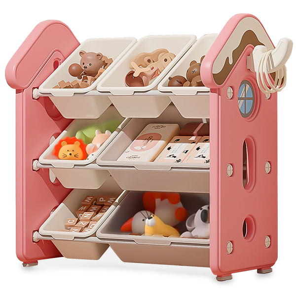Toy Storage Organizer - 7 Bins for Kids Toys, Perfect for Playroom or Nursery Room Organization, Pink