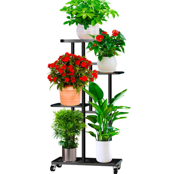 VerdantVibes Metal Plant Stand Indoor & Outdoor - 4 Tier 5 Potted Plant Shelf for Apartment Decor, Ideal for Living Room, Patio, Garden & Balcony – Tall Plant Stand for Indoor Plants & Corner