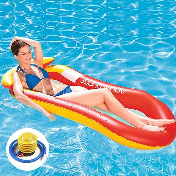 Water Floating Bed, Foldable Water Hammock, Swimming Pool Inflatable Floating Mat for Summer Beach Vacation（Red）