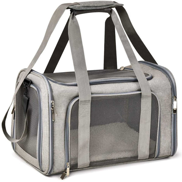 Wewdigi Pet Carrier for Cats & Dogs, TSA Airline Approved, Suitable for Daily Travel, Gray, 15lbs