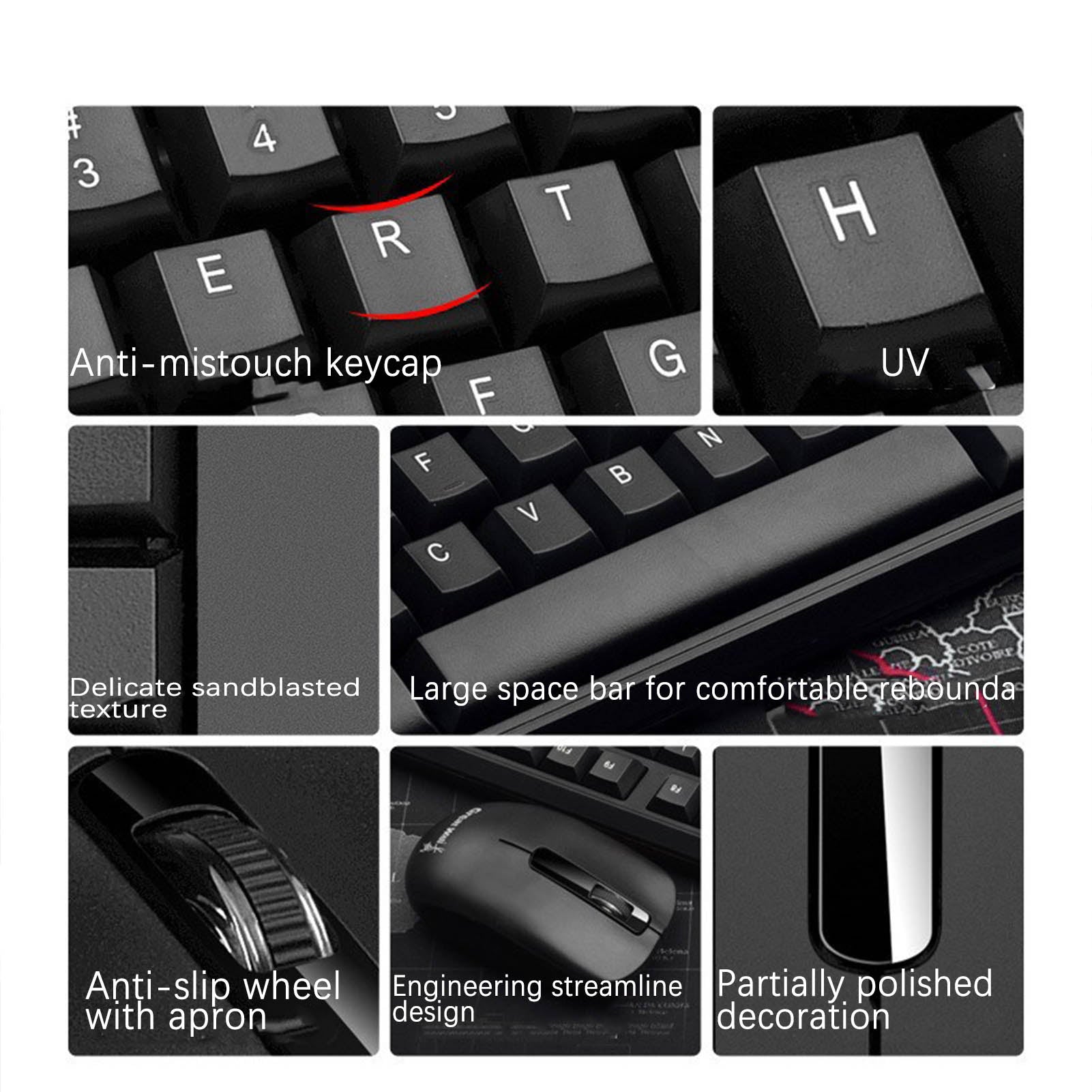 Suproot Wireless Keyboard and Mouse, Black 2.4GHz Ultra Thin Full Size Wireless Keyboard Mouse Combo Set with Number Pad for Laptop, PC, Desktop
