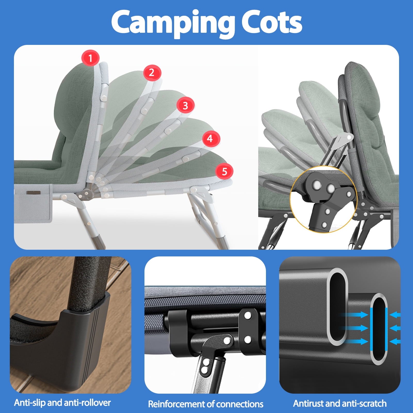 Extra Wide Folding Camping Cot with Thick Mattress, 500LBS Capacity, Heavy Duty Outdoor Bed with Carry Bag Removable Pillow - Perfect for Adults, Home Office Nap, Travel, Beach, and Camping Adventure