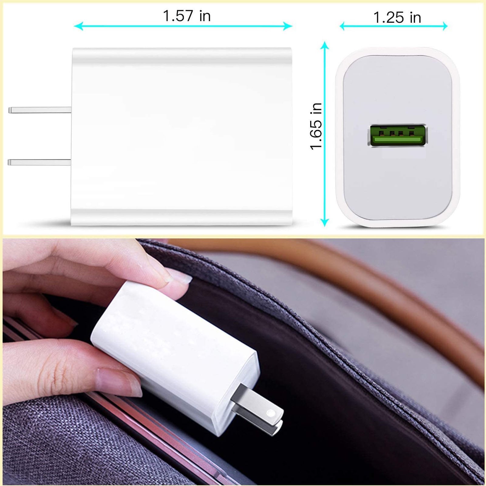 2-Pack Wall Charger for iphone/Android, USB Wall Charger Compatible iPhone, iPad ,iPod, AirPods, Samsung, LG, HTC,