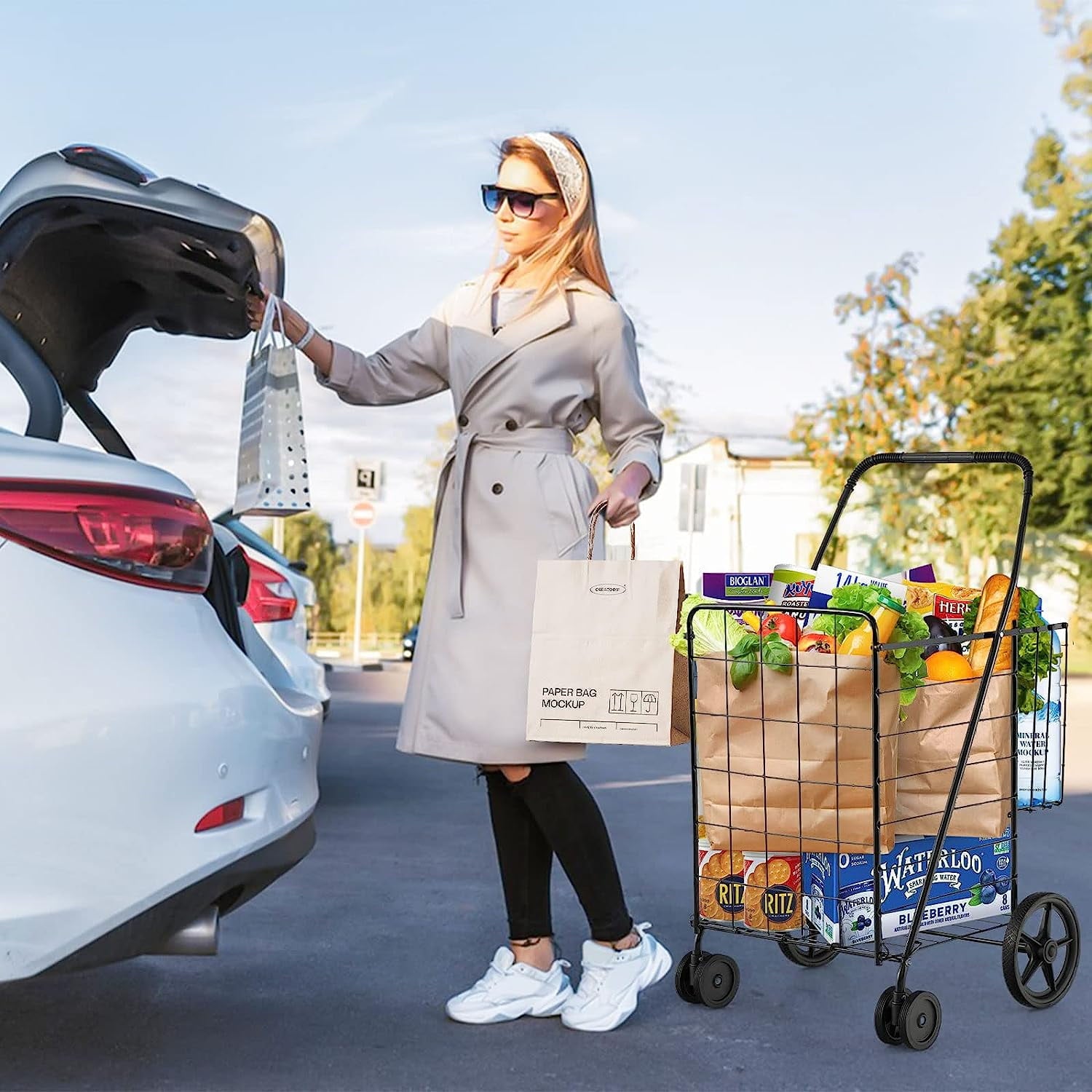 Adjustable Steel Rolling Cart Black
