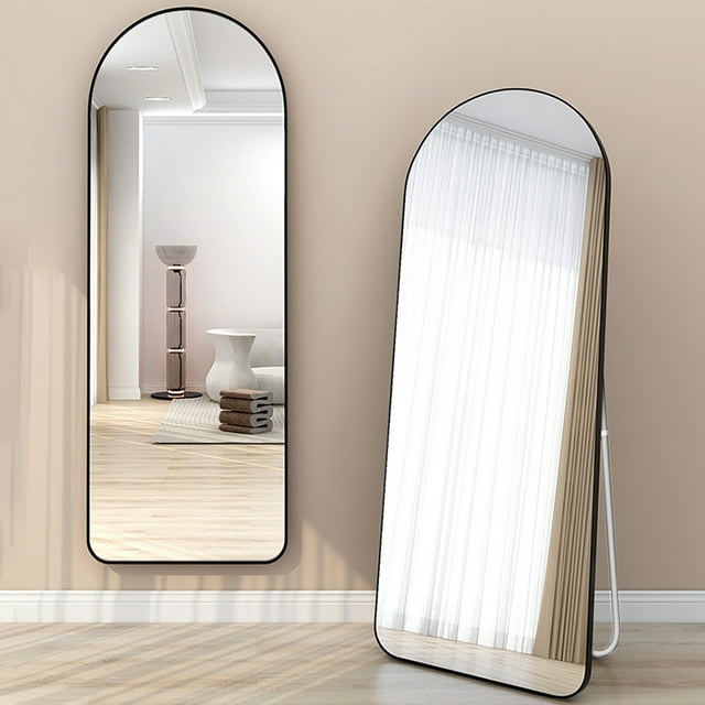 Camkey Large Full-Length Mirror for Door - Black Metal Frame - Floor or Wall Mountable - 65x23.6 Inches