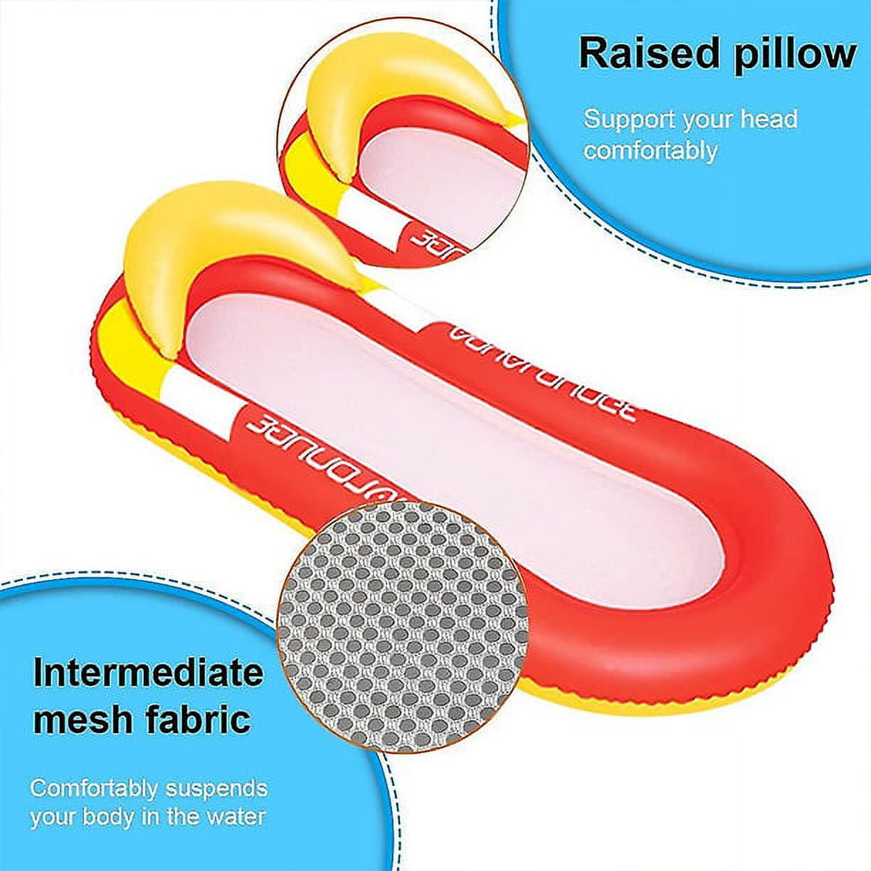 Water Floating Bed, Foldable Water Hammock, Swimming Pool Inflatable Floating Mat for Summer Beach Vacation（Red）