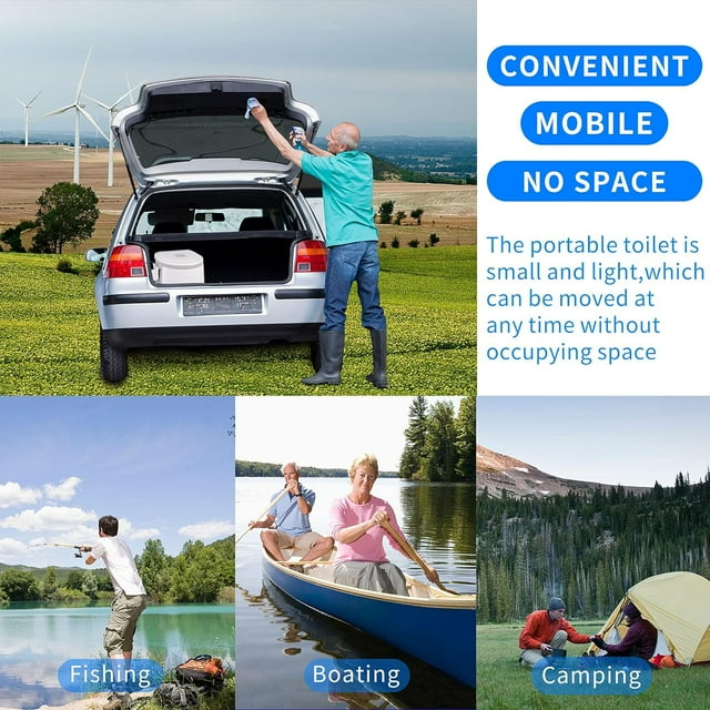 Portable Toilet Bucket with Seat and Lid Attachment - Holds 5 Gallons, Lightweight and Easy to Clean, Great for Camping, Hiking and Hunting and More,Gray