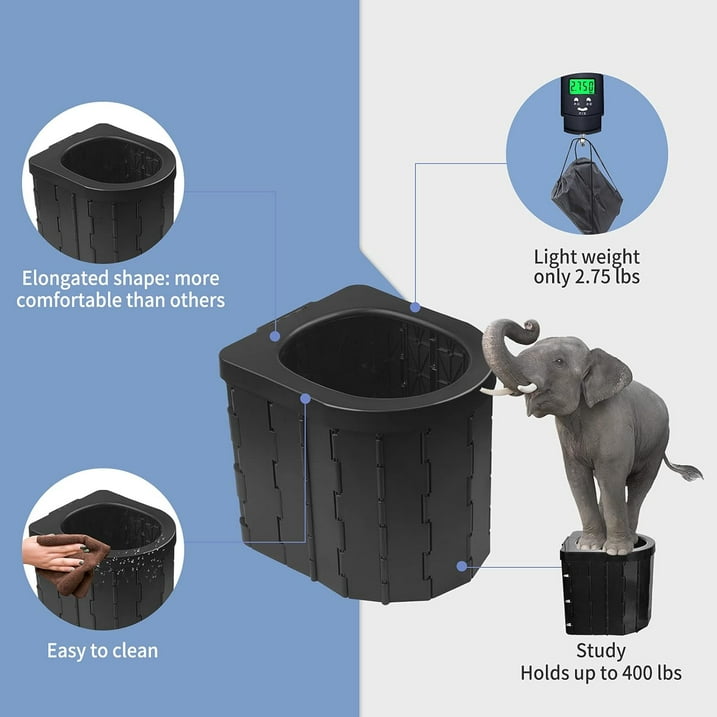Portable Toilet - Versatile Indoor/Outdoor Commode - Lightweight, Compact, and Easy to Clean - Ideal for Car, Camping, Boating, Hiking, Van