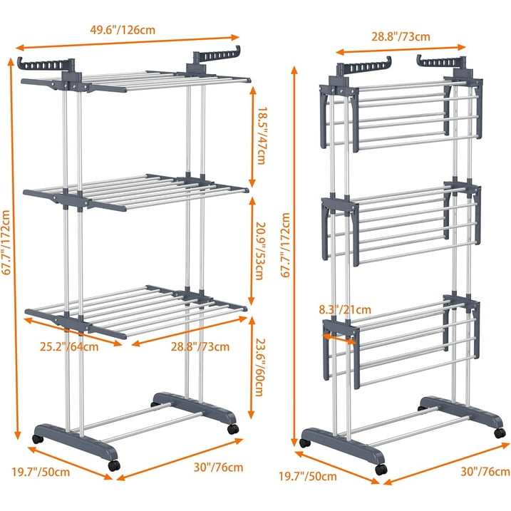 Camkey 79" Clothes Rack Heavy Duty Load 400Lbs, Rolling Clothing Racks for Hanging Clothes, Commercial Garment Rack, Collapsible ＆ Portable Clothes Rack with Wheels and Adjustable Shelves