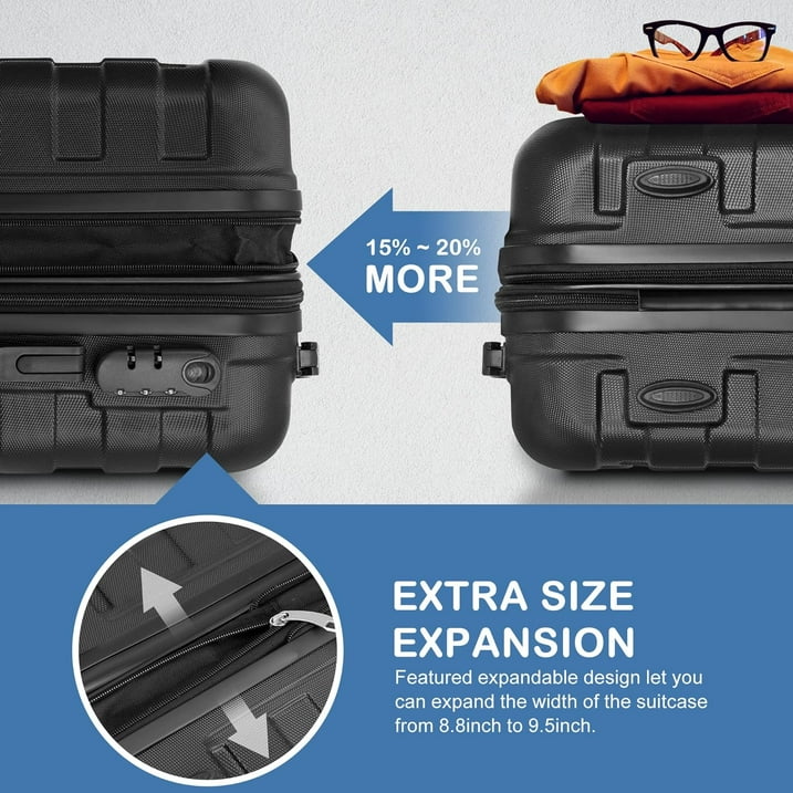 3 Piece Hardside Luggage Set with Spinner Wheels – TSA Locks,Lightweight Suitcase, 20/24/28 inches