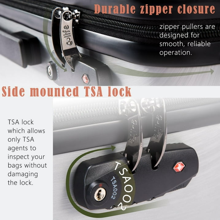 Luggage Sets 3 Piece PC+ABS Durable Suitcase Double Wheels TSA Lock, 20/24/28 inches