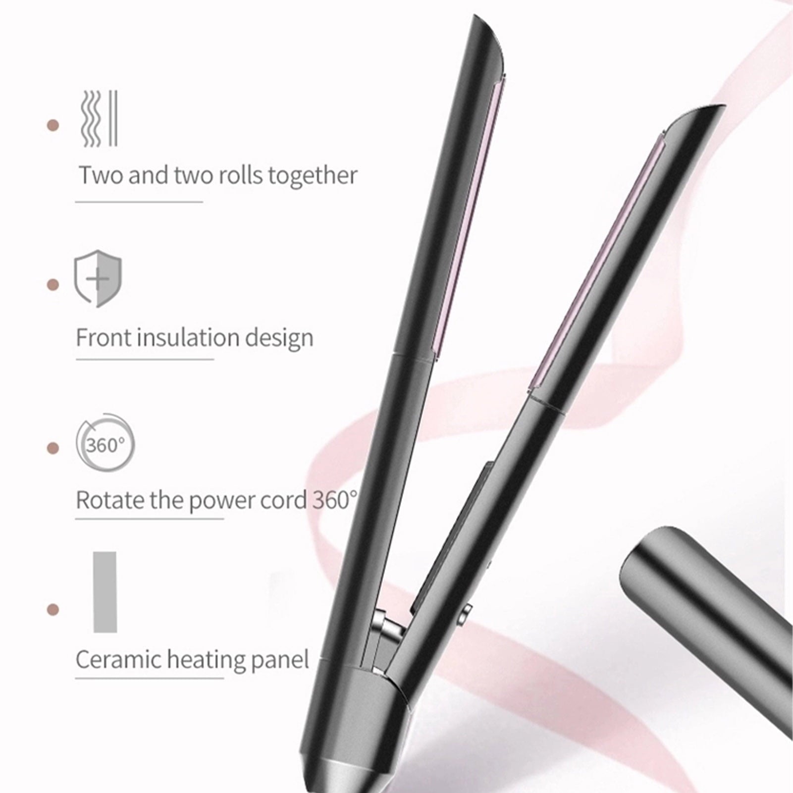 Suproot Professional 1.18" Ceramic & Tourmaline 2 in 1 Flat Iron Hair Straightener and Curler, Ionic, Gray