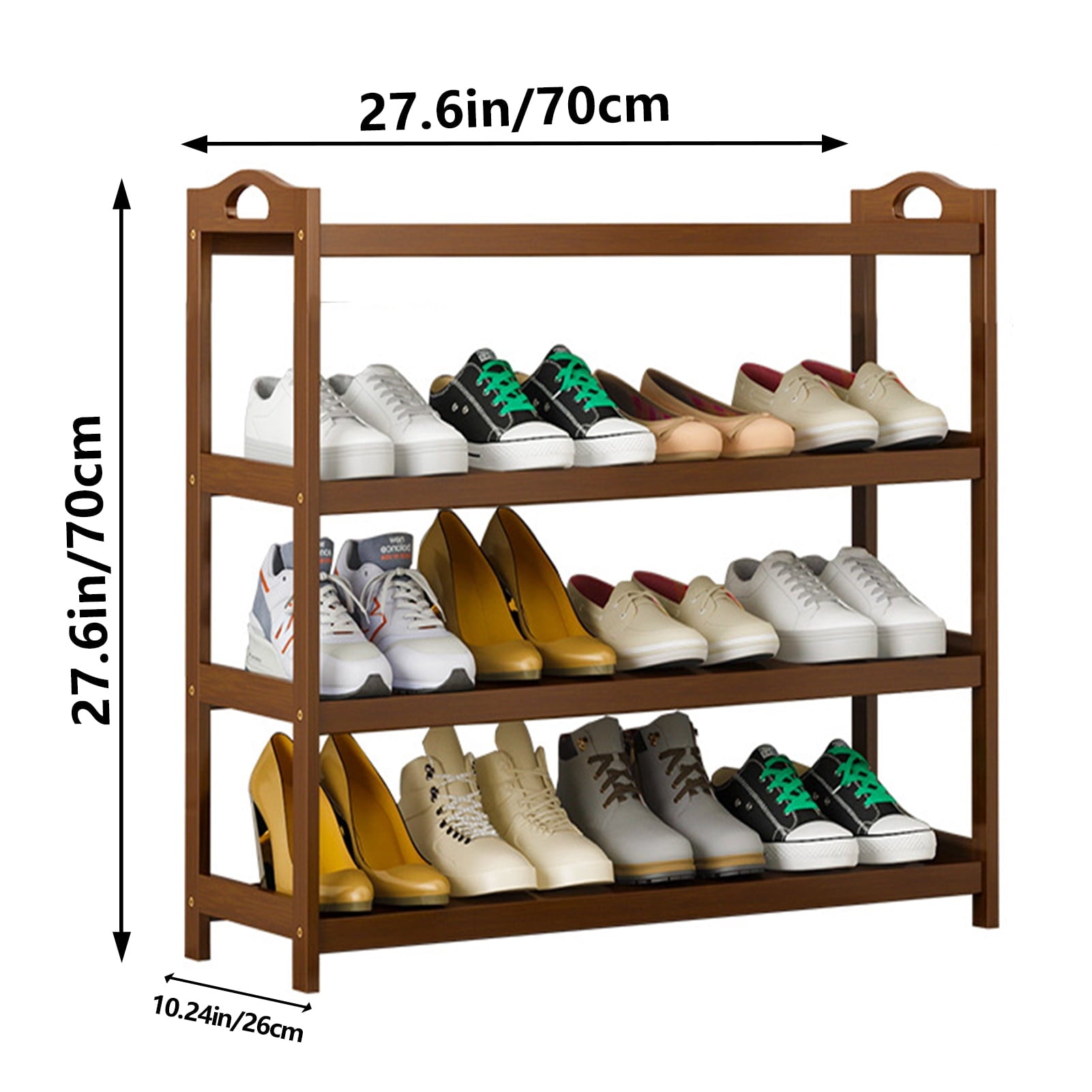 4-Tier Bamboo Shoe Rack for Entryway – Wooden Shoe Shelf for Closet, Hallway & Front Door, Compact Shoe Organizer for Small Spaces, Stackable Storage Solution