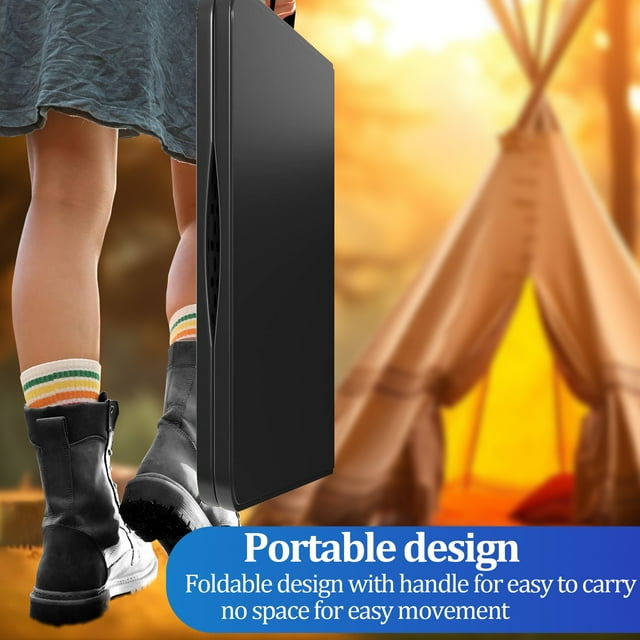 4FT Folding Table - Portable Foldable Table with Lock Function, Ideal for Indoor/Outdoor Use - Compact Design for Dining, Camping, and Parties - Heavy Duty, Black